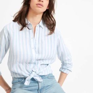 Everlane Linen Relaxed Shirt in Blue/White Stripe